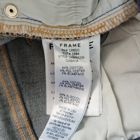 Frame Le High Mid Rise Cabana Dark Wash Stagger Hem Skinny Straight Jeans Sz 25 - Picture 12 of 14